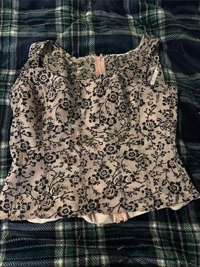 Alex Evenings faux corset floral Tank Top - Light Pink/Black